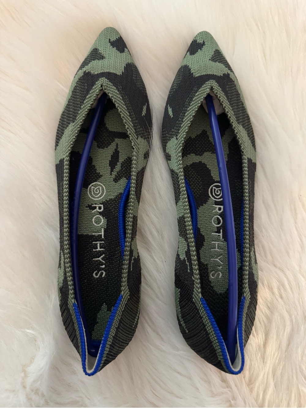 🆕 Rothy's The Point Knit Ballet Flats - Green Camo (retired style) - 8